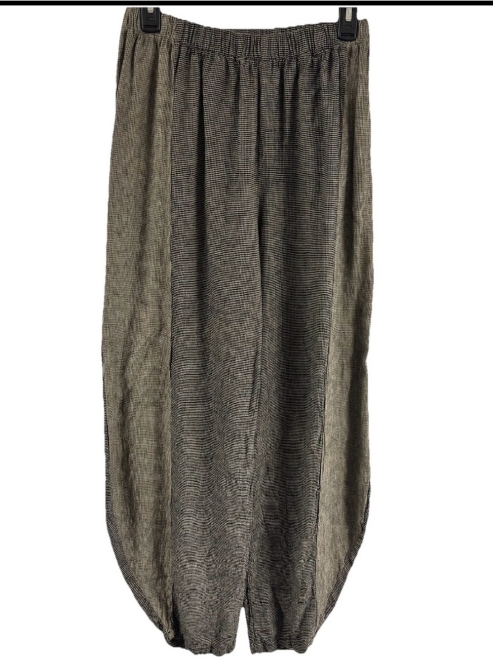 NWT Khangura Black/Tan Check Harem Style Linen Blend Pants Size Small